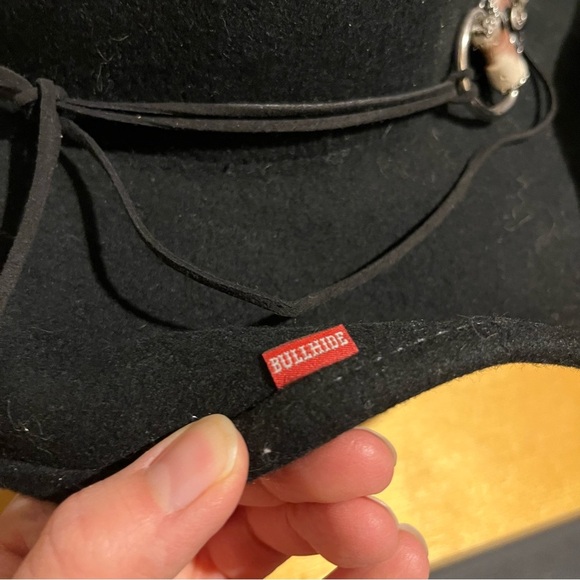 Bullhide Rodeo Cowgirl Hat Large Black Cheetah Animal Print Band Rhinestones - Picture 7 of 14